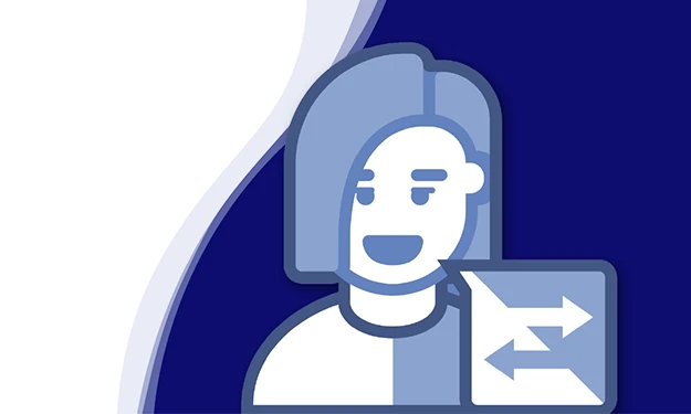 Jasmin Nesbigall from oneworld looks into the camera with a smile. She has brown hair with a side parting, tied back at the nape of her neck. She is wearing a black top. The background is dark blue with a curved, white and light blue line in a wave shape on the left.