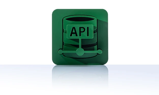 The symbol is unicolor green and shows a database with a label that reads 