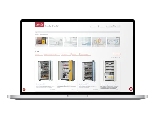 asecos : Recherche de produits avec de nouvelles fonctions